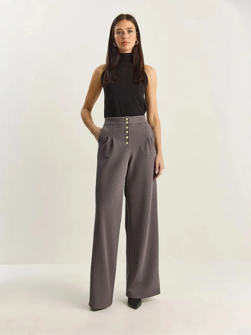 بيانكو لوتشي LUCCI High Waist Wide Leg Palazzo Pants